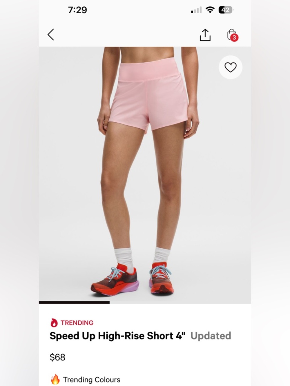 Lululemon Speed Up 4” High-Rise Peach Women’s Athletic Shorts